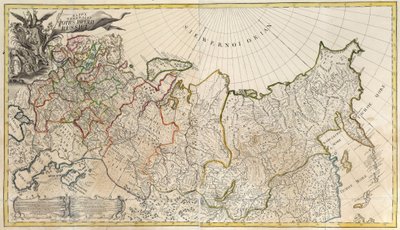 Primeiro Mapa Geral do Império Russo - Mestre anônimo - 1745 - Gravura em cobre, aquarela - Academia de Ciências, São Petersburgo de Unknown artist