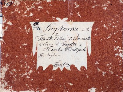 Primeira página da partitura da Symphony 66 em B flat major de J Haydn de Unknown artist