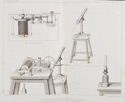 O aparelho de Fizeau para medir a velocidade da luz - in "Popular astronomy" de François Arago, Paris, Cide Publisher de Unknown artist