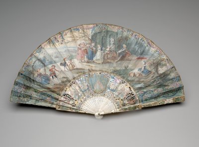 Leque dobrável com cena pastoral, c.1740s-50s de Unknown artist