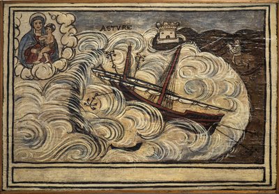 Antigo marinheiro de voto (ex voto), oferta popular como penhor de devoção e gratidão do marinheiro sobrevivente aos perigos do mar provenientes da Igreja de Carmine, Torre del Greco, perto de Nápoles, Itália do século XIX de Unknown artist