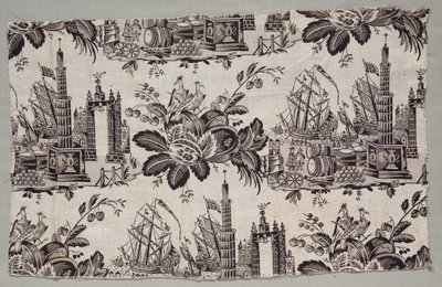 Fragmento de algodão estampado em xilogravura de Unknown artist