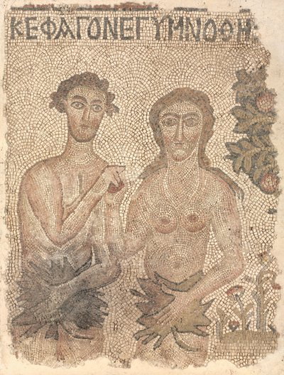Fragmento de um mosaico de chão: Adão e Eva de Unknown artist
