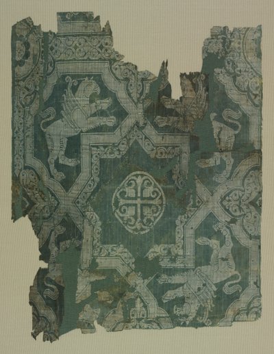 Fragmento com padrão de estrelas e grifos de Unknown artist