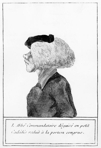 Revolução Francesa: após a entrega de bens do clero à Nação, representação de um abade disfarçado - gravura de Unknown artist