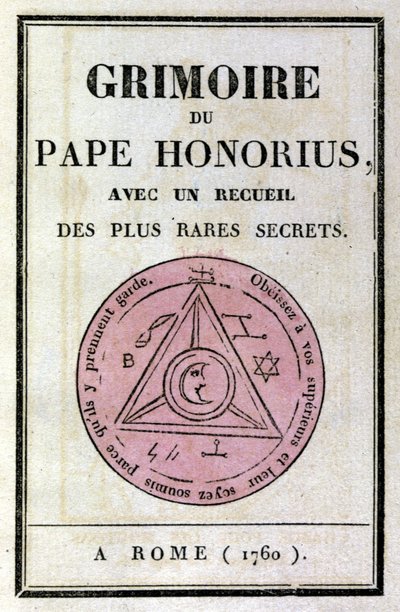 Frontispício do grimoire do Papa Honório usado para invocar demônios. de Unknown artist