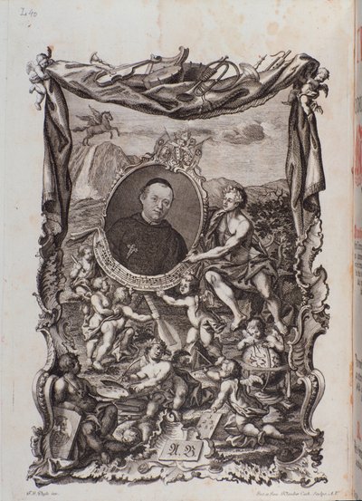 Frontispício com retrato da obra de Tractatus musicus de Meinrad Spiess de Unknown artist