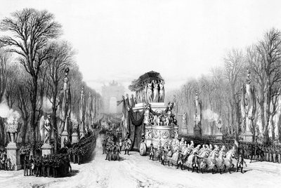 Funeral do Imperador Napoleão Bonaparte. Regresso das cinzas do Imperador Napoleão I nos Campos Elísios, Paris de Unknown artist