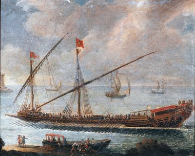 Galley deixando o porto de Génova (pintura de Unknown artist