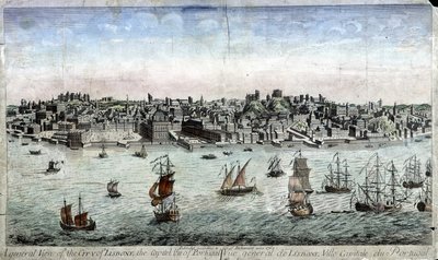 Vista geral de Lisboa, Capital de Portugal - gravura de Unknown artist