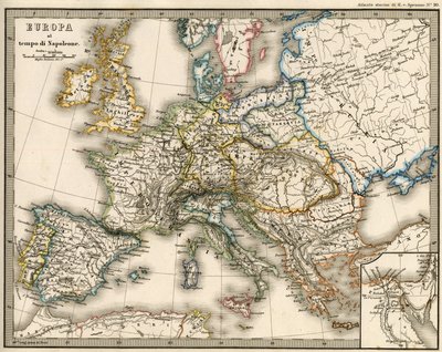 Mapa geográfico da Europa na época de Napoleão I. Em "Atlante Storico Geografico" de K. von Sruner de Unknown artist