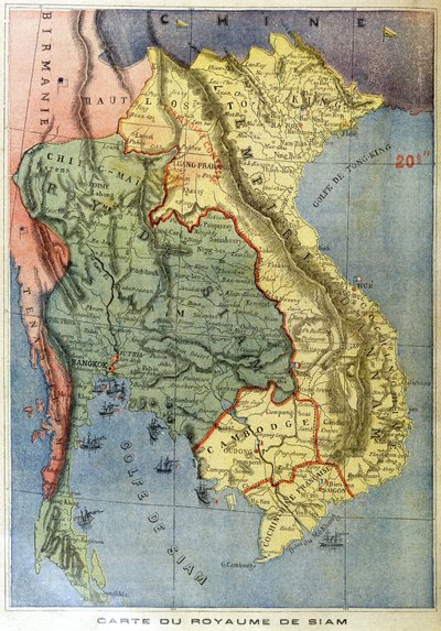 Mapa geográfico do reino do Sião - no "Le petit journal". de Unknown artist