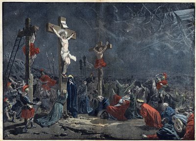 Sexta-feira Santa: crucificação de Jesus Cristo (Jesus Cristo). Ilustração em "le Pelerin" de 3 de abril de Unknown artist