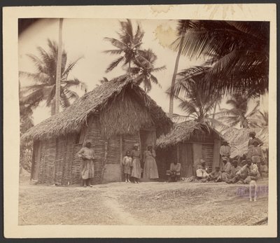 [Grupo em frente a cabanas de colmo]. de Unknown artist