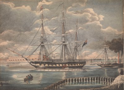 HMS "Active" (litografia, a cores) de Unknown artist