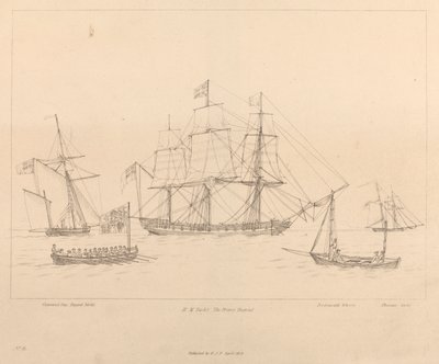 O iate de Sua Majestade o Príncipe Regente e o seu barco de Unknown artist