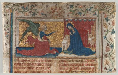 Meia Folha de um Missal: A Anunciação de Unknown artist