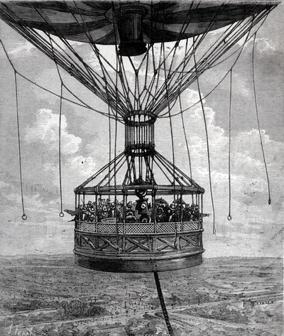 O balão cativo de Henry Giffard em 1878. de Unknown artist