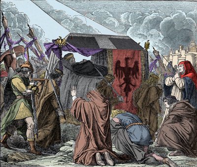 O funeral de Henrique VII de Luxemburgo (ca. 1275-1313), Imperador dos Romanos - de Unknown artist