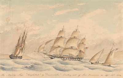 Navios de Sua Majestade "Amphitrite" e "Trincomalee" a zarpar de São Francisco em 23 de setembro de 1854 de Unknown artist