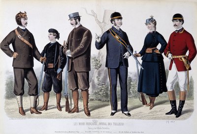 Roupas de caça, "Le Journal des tailors". de Unknown artist