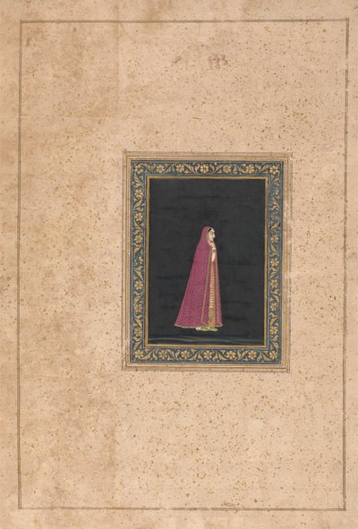 Mulher Indiana em Vestido Vermelho e Ouro de Unknown artist