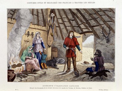 Interior da habitação galega - na "França e os franceses ao longo dos séculos". de Unknown artist