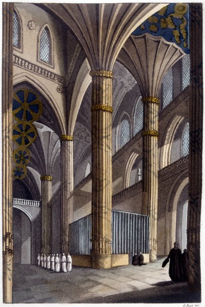 Interior da Catedral de Salamanca. Litografia do século XIX. de Unknown artist