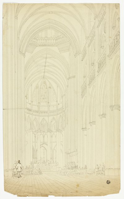 Interior de uma catedral gótica de Unknown artist