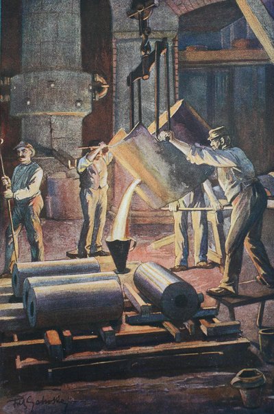 Fundição de ferro, casa de fundição, fundição de moldes do ferro derretido de Unknown artist