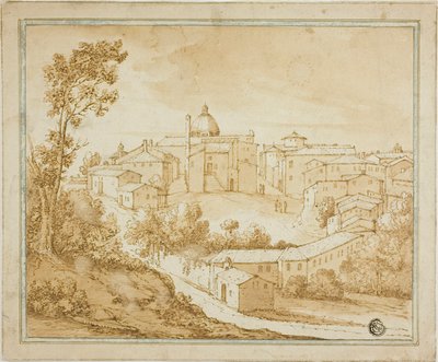 Cidade italiana com praça central de Unknown artist