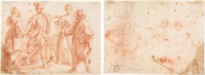 Jacó e Labão com Raquel e Lea (reto) Esboço de Dois Homens e Outras Várias Figuras (verso) de Unknown artist