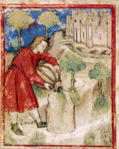 Jacob derramou óleo sobre a pedra que o serviu como almofada miniatura do códice 212 (ou códice padovano ou Bíblia de Pádua) 1390-1400 Rovigo, Accademia dei Concordi de Unknown artist