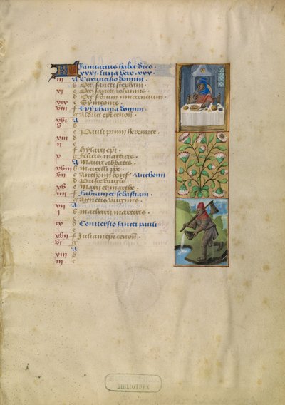 Página de calendário de janeiro; Festas; Aquário de Unknown artist