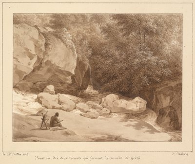 Junção das duas torrentes que formam a Cascata de Grésy de Unknown artist