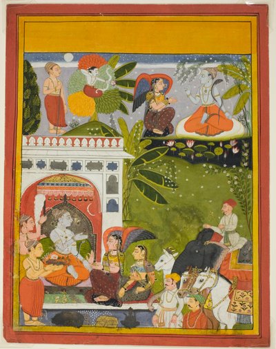 Kama atira uma seta de amor a Shiva, a partir de uma cópia da Canção de Gauri (Gita-Gauri) de Unknown artist