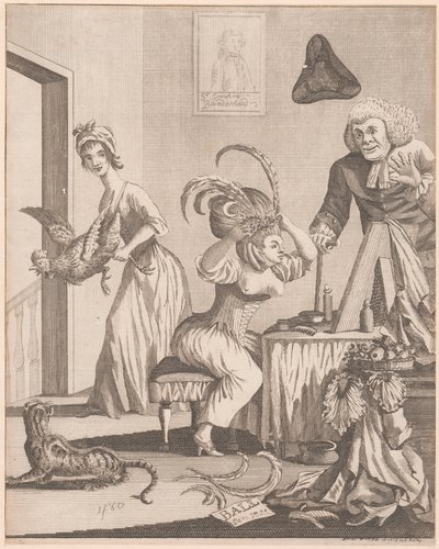 Senhora a preparar-se para a noite num baile de Unknown artist