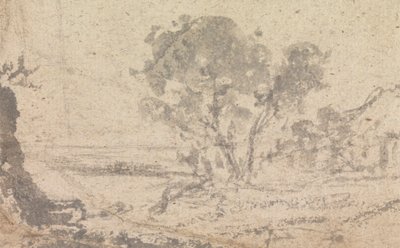 Esboço de paisagem com uma árvore de Unknown artist