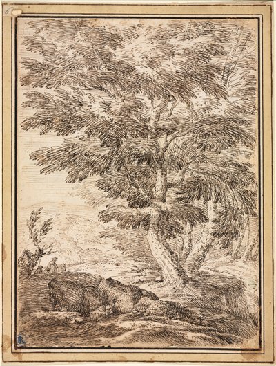 Paisagem com aglomerado de árvores de Unknown artist
