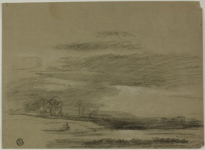 Paisagem com sol rompendo nuvens de Unknown artist