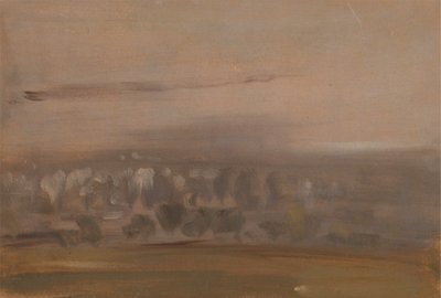 Paisagem com árvores numa encosta de Unknown artist