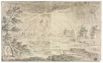 Paisagem com vila de Unknown artist