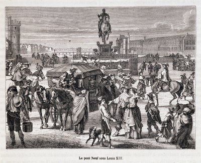 Le Pont Neuf sob Louis XIII - Gravura do século XIX de Unknown artist