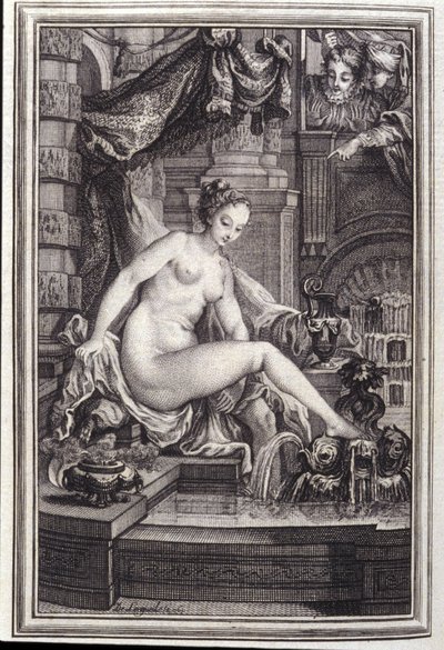 Le Roi Candaule et le maitre en right in "Tales et nouvelles en vers" de Jean La Fontaine. 1762. de Unknown artist