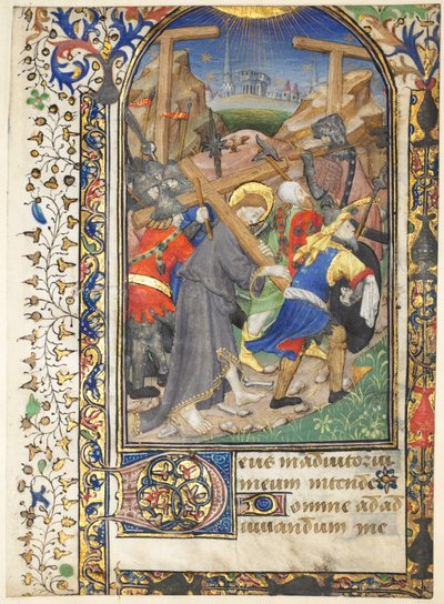 Folha Extirpada das Horas de Tarleton: Cristo Carregando a Cruz (Terce, Ofício da Virgem) de Unknown artist
