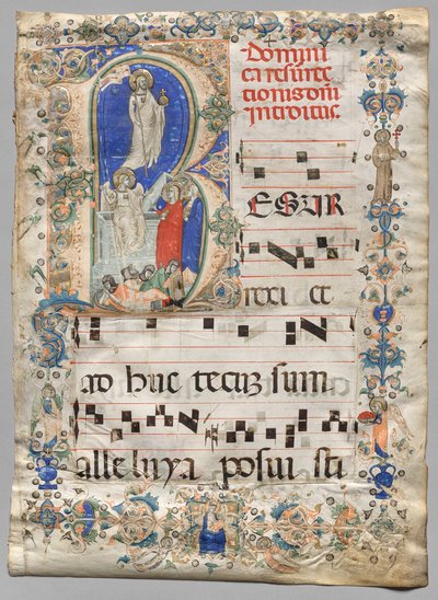 Folha de um Gradual: Historiated Initial R: A Ressurreição (recto) de Unknown artist
