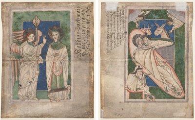 Folha de Saltério(?): Anunciação (reto); Natividade (verso) de Unknown artist