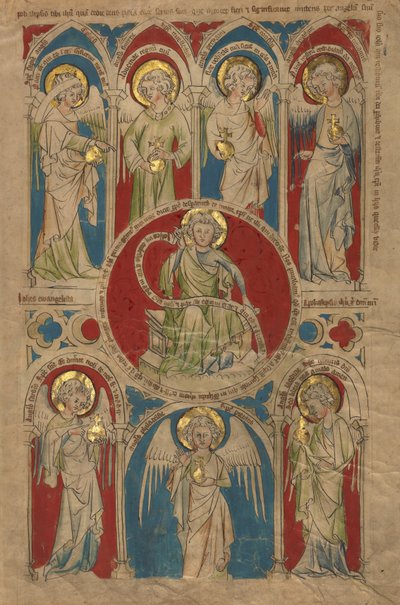 Folha de um manuscrito do Apocalipse com miniaturas de Unknown artist
