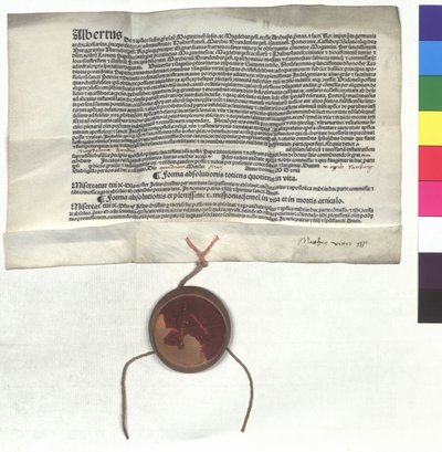 Carta de indulgência de Alberto de Brandenburgo (1490-1545), arcebispo de Mainz, sob a autoridade do Papa Leão X (João de Médicis) de Unknown artist