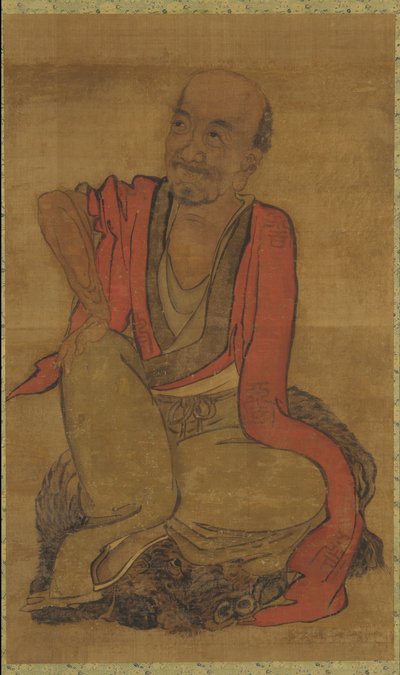 Luohan em uma pele de búfalo de água de Unknown artist